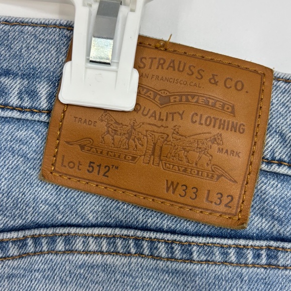 Levi's 512 Mens 33 Waist by 32 Length Slim Taper Jeans Faded Blue Zip Fly Big E - Picture 8 of 11